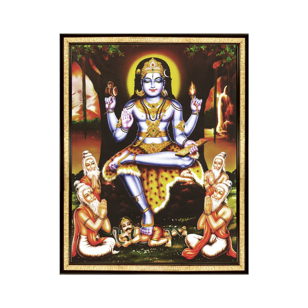 Dakshinamurthy Framed Photo, Hindu God Wall Decor, Religious Gift