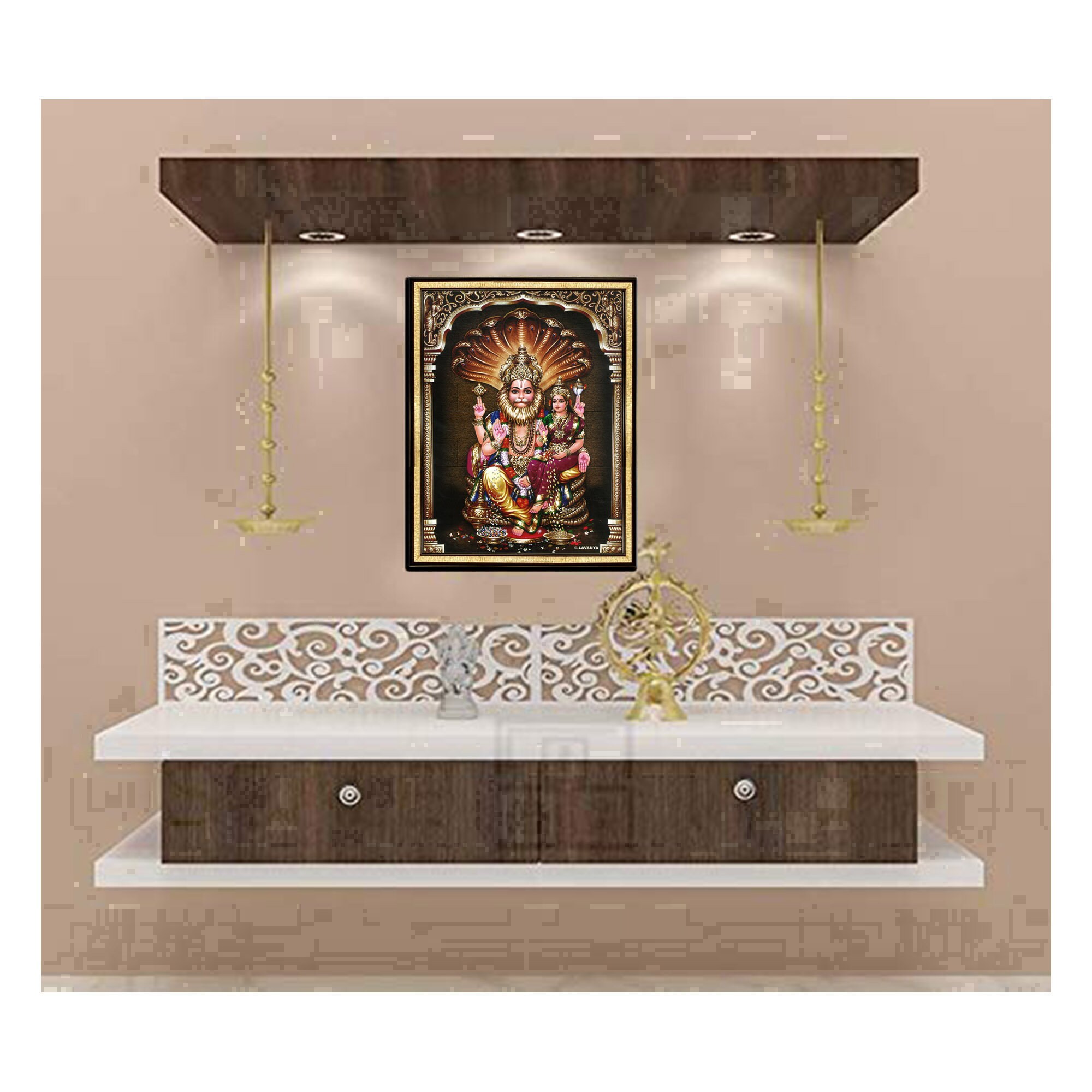 Lakshmi Narasimha Swamy Photo Frame, Hindu God Vishnu Art, Puja Room ...