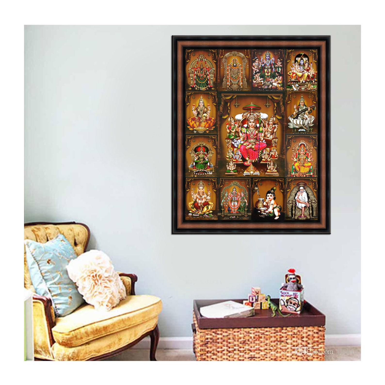 12+1 Gods Photo Frame, Customized Layout Puja Room Decor. Delivered ...