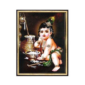 Urocza ramka na zdjęcia Butter Krishna, dekoracja ścienna do salonu