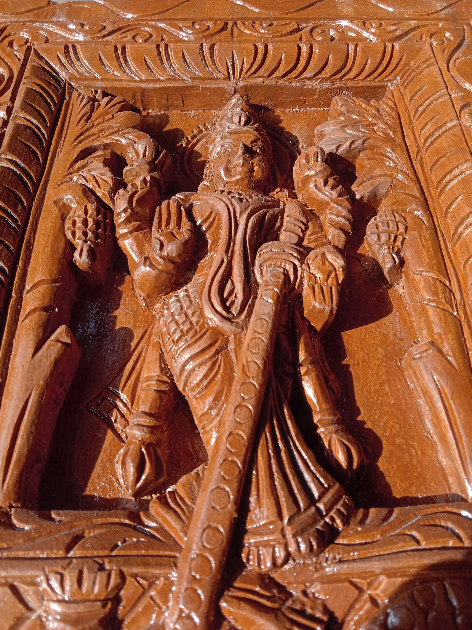 Wood Carving Goddess Grahalakshmi Home Entrance Door Wall Decor Wall