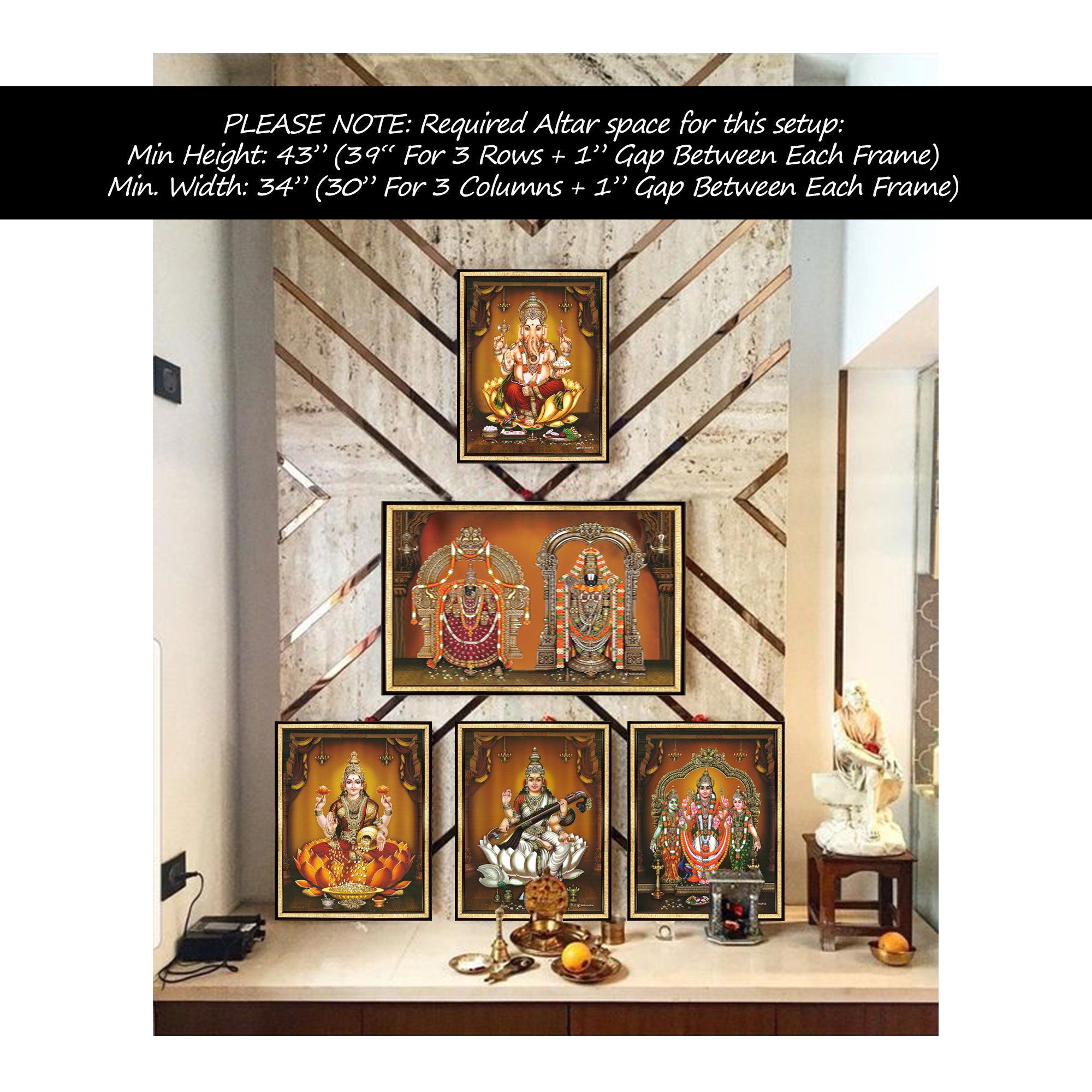 Puja Room Setup 5 Digital Photo Frames of Hindu God & Etsy