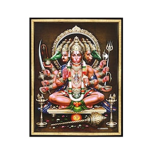 Panchamukha Hanuman Photo Frame. Faces of Hanuman, Hayagriva, Narasimha, Garuda and Varaha