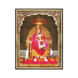 Shirdi Sai Baba Photo Frame, In Pink. Dress Religious Custom Wall Art For Believers