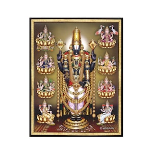Lord Venkateswara Swamy With Astalakshmi Photo Frame, Destroyer of Sins, New Home Wall Decor, Personalized Art