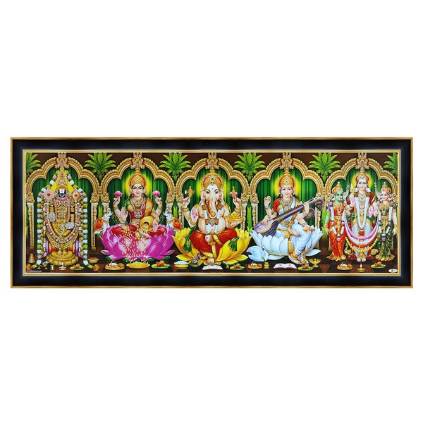 5-in-1 Hindu God Photo Frame, Religious Wall Art, Personalized Gift For Hindu Friends & Family, Traditions For Home Away From India