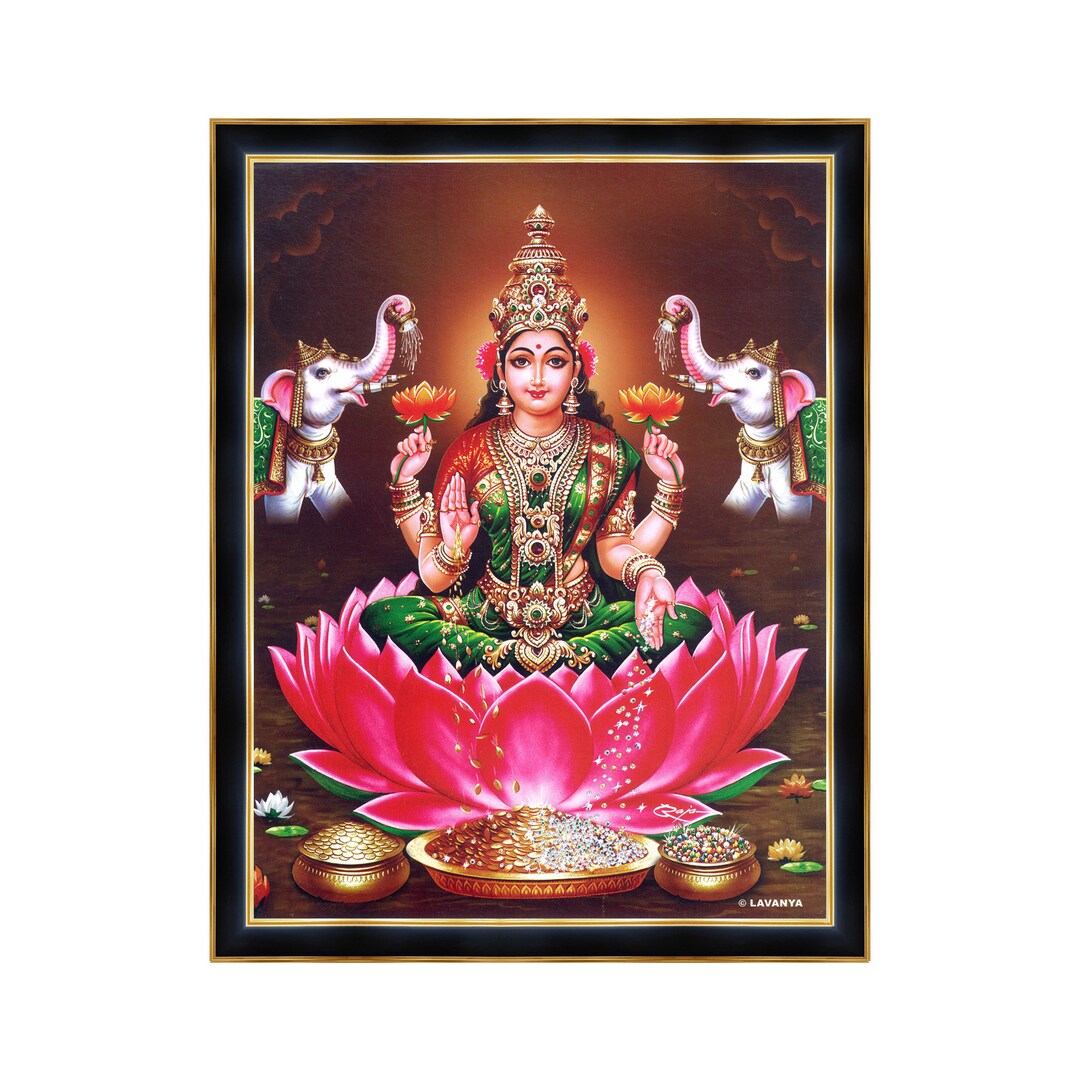 Lakshmi in Green Saree Photo Frame for Diwali Puja at Home or Office Etsy