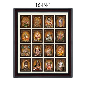 Grande cornice per foto religiosa all-in-one con 16 divinità e dee, personalizzazione accettata
