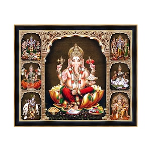 Cornice per foto 7 in 1 Gods & Goddess. Personalizzazione accettata. Perfetta per ogni sala Puja