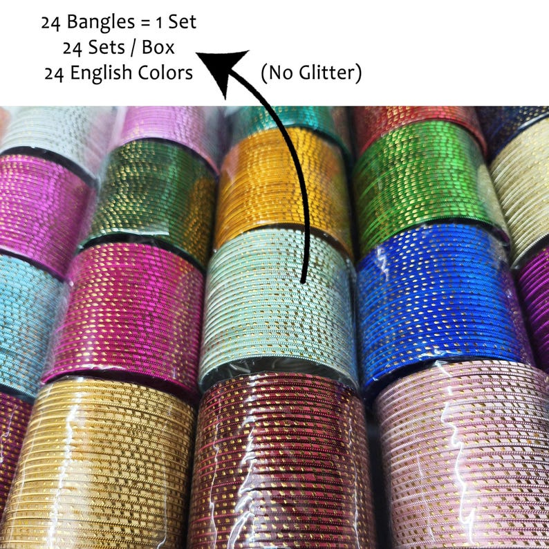 24 No Glitter Metal Bangles Set Wedding Guest Favors Delivered Duty ...