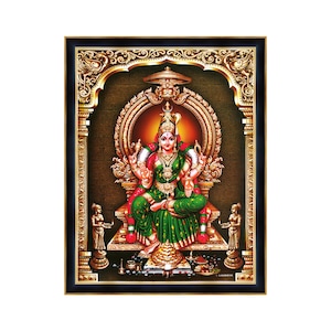 Bhuvaneshvari Amman Photo Frame, Hindu Goddess Art, Pooja Room Decor