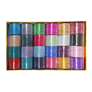 576 Metal Bangles With No Glitter. 24 Sets in 24 Different Colors, 2 Dozens Per Set. For Mehndi Night, Sangeet, Wedding