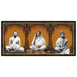 Ramakrishna Paramhansa, Sarada Devi & Vivekananda Swamy Photo Frame. Mystic And Religious Guru, Leaders Of 19th Century