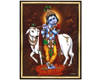 Gopala Krishna Framed Photo, Religious Wall Art, Pooja Room Decor