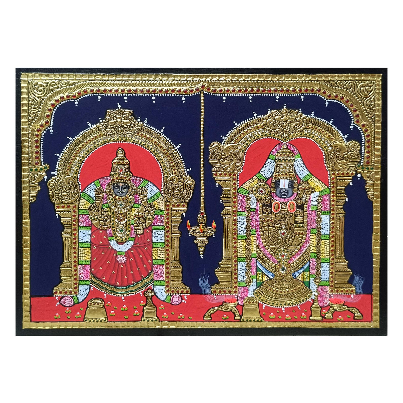 22K Gold Tanjore Painting: Padmavati Devi & Tirupati Balaji Delivered ...