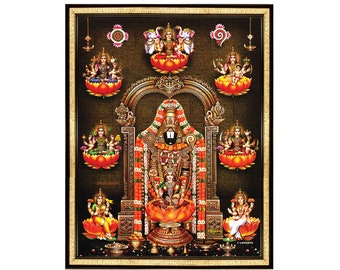 Lord Perumal With Astalakshmi Photo Frame, Hindu God Frames For New Home