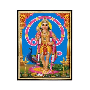 Lord Murugan Photo Frame: Hindu Pooja Room Decor