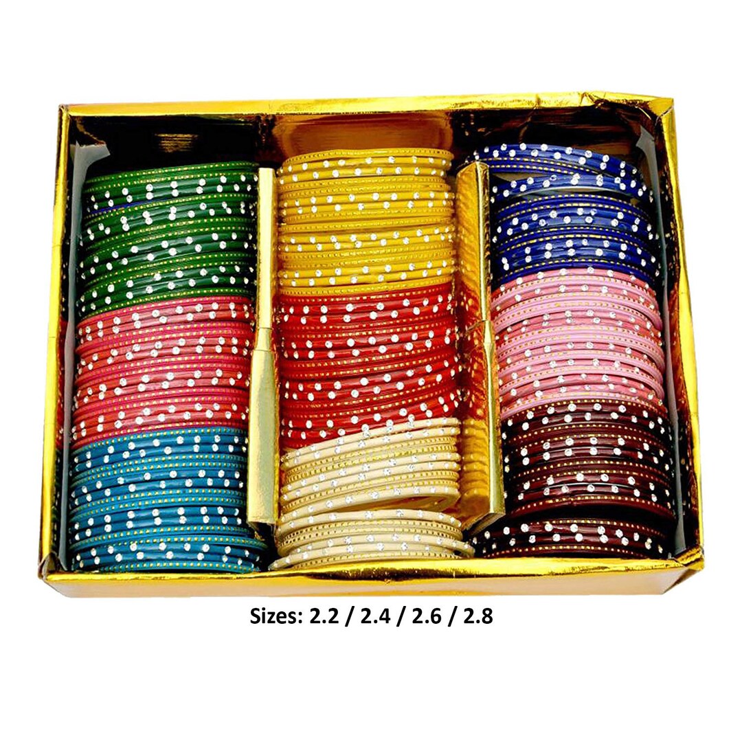 144 Pieces of Colored Glass Bangles Studded With Zircon for 144 Pieces of Colored Glass Bangles Studded With Zircon for