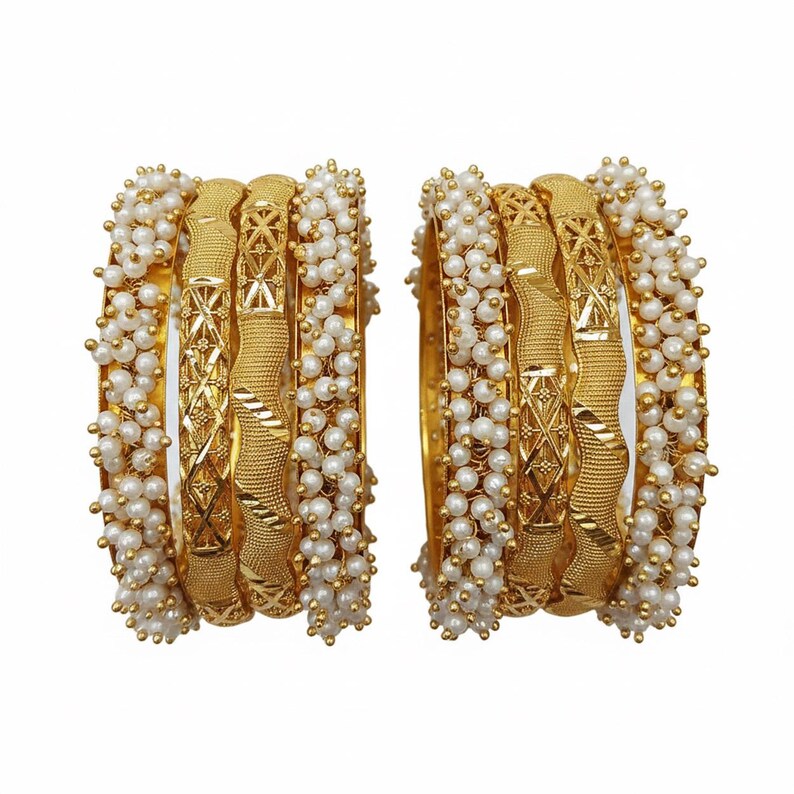 Mixmatch 20 Bangles, 4 Different Designs + 4 Pearl Kadas Delivered Duty ...