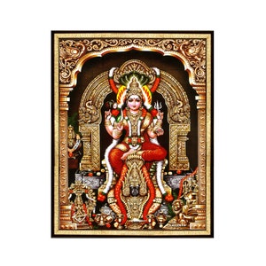 Ramka na zdjęcia Samayapuram Mariamman, Religijna dekoracja ścienna. KulaDevi dla indyjskiej rodziny, prezent dla przyjaciela z południowych Indii