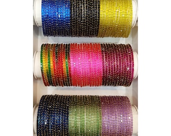Kleurrijke glazen armbandset: Indiase huwelijkssieraden, 108 stuks (bezorgd betaald voor VS)