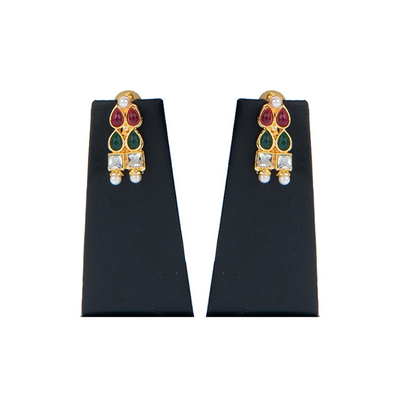 Ideal for Girls #CopperJewelry #WeddingChoker #AnniversaryGifts High Gold Polish Copper Traditional Choker Kundan Stone Set in Maroon Green