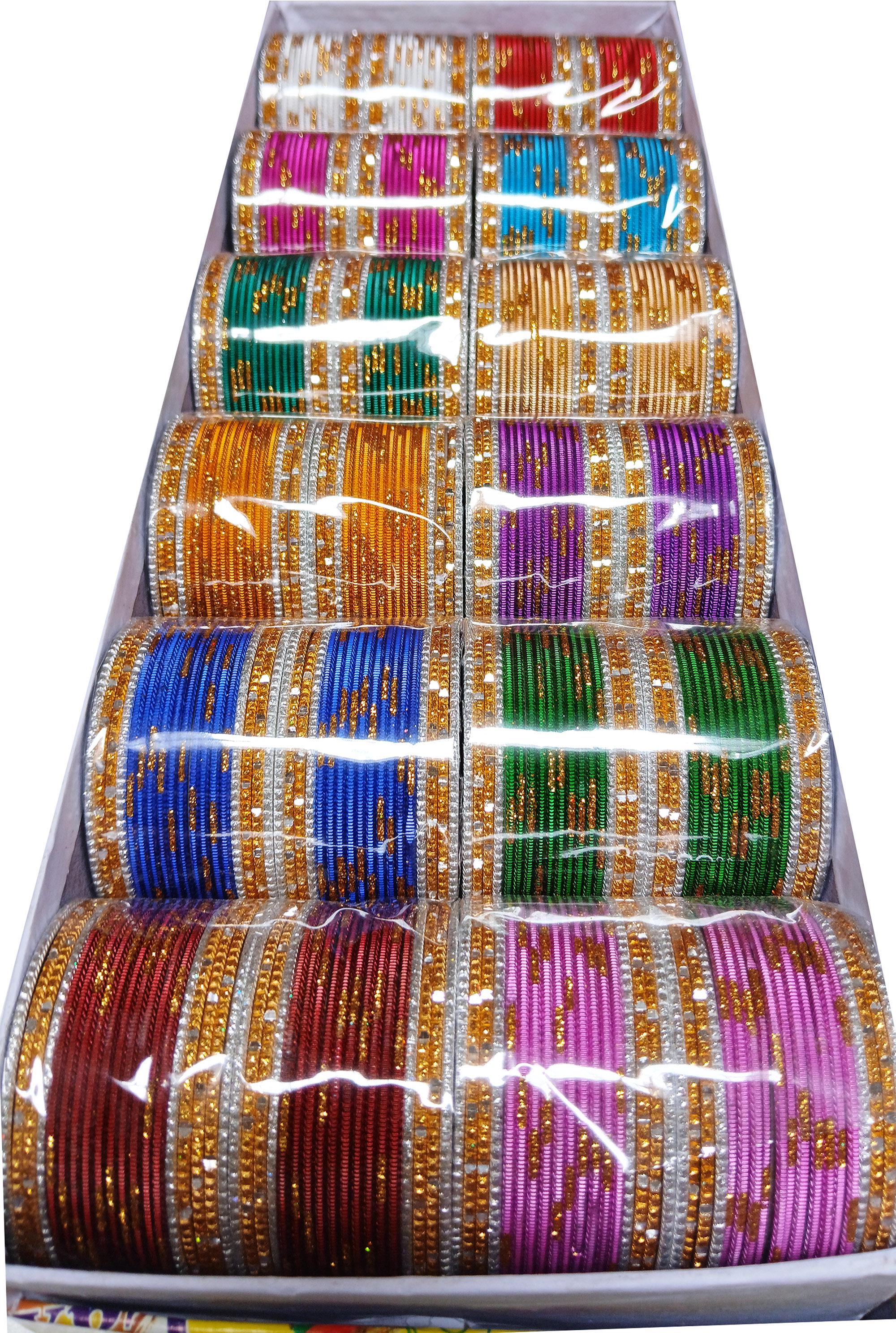 432個のカラフルな金属製バングル、12色のシルバーの縁取り 
