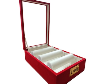 Red Velvet Bangle Box: 108-Bangle Storage with Numeric Lock Delivered Duty Paid For USA