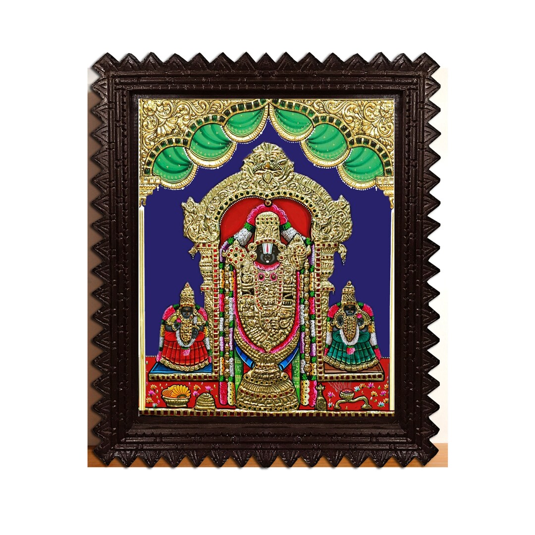 Venkateswara Swamy Padmavati Devi & Mahalakshmi Photo Print With Teak ...