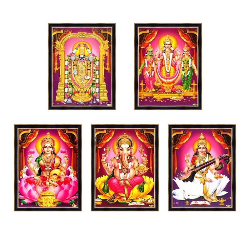 Hindu God Photo Frames: Lakshmi, Ganesha, Saraswati for Puja Delivered ...