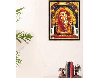 シルディ・サイババのフォトフレーム：宗教的な壁アート、米国向け関