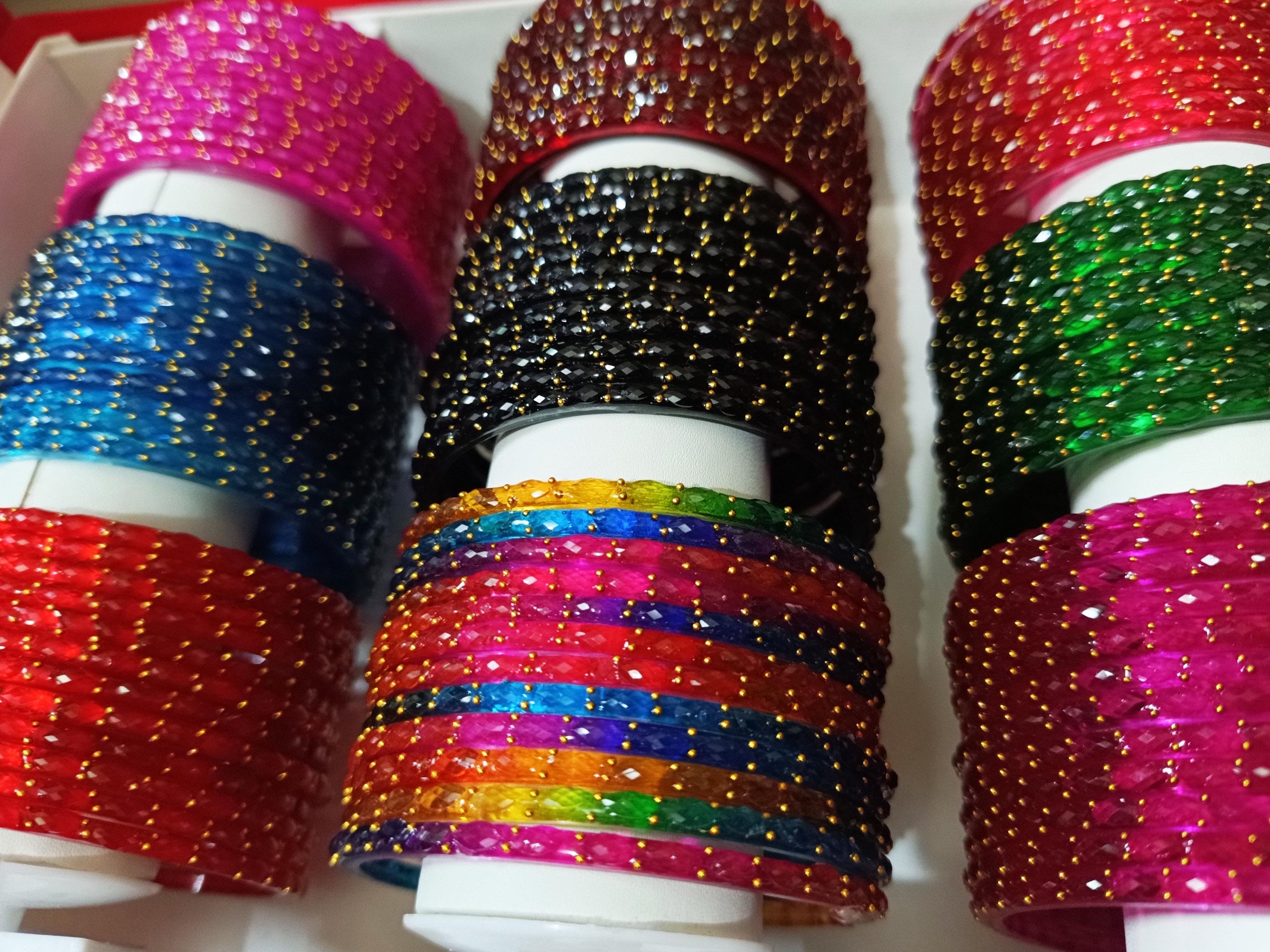 108 Glass Bangles in 9 Dark Colors Lovers Anniversary Gift Ddp-tariff ...