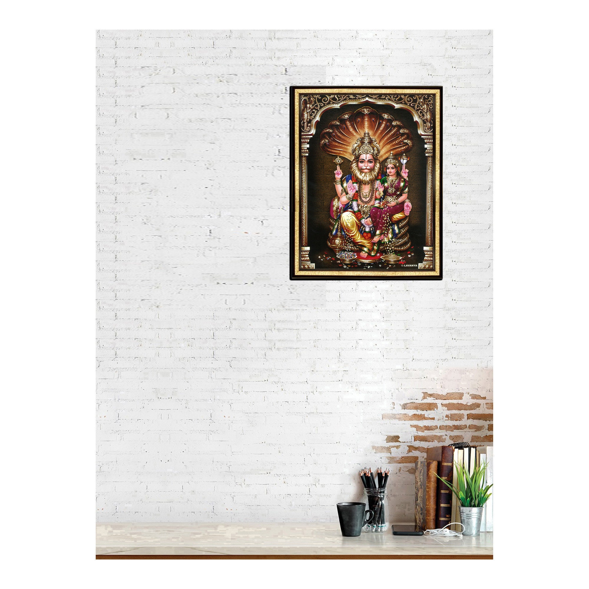 Lakshmi Narasimha Swamy Photo Frame, Hindu God Vishnu Art, Puja Room ...