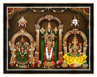 Marco de fotos de Lakshmi, Padmavati Devi y Perumal: decoración religiosa para el hogar, con envío a EE. UU. y derechos pagados.