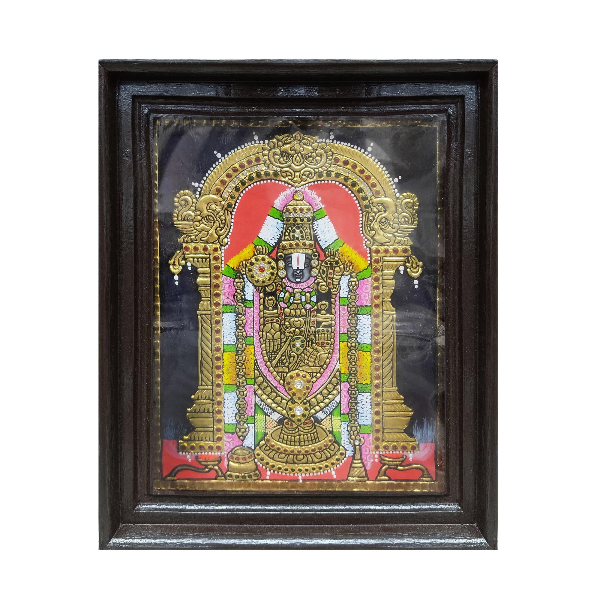 22K Gold Tanjore Painting of Venkateswara Swamy, Prayed for