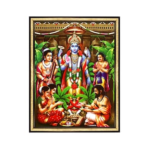 Satyanarayana Swamy Varu Painting Photo Frame, For Your Puja At Home