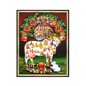 Sri Kubera Lakshmi mit Kalpavriksha, Gomathai & Astalakshmis Bilderrahmen