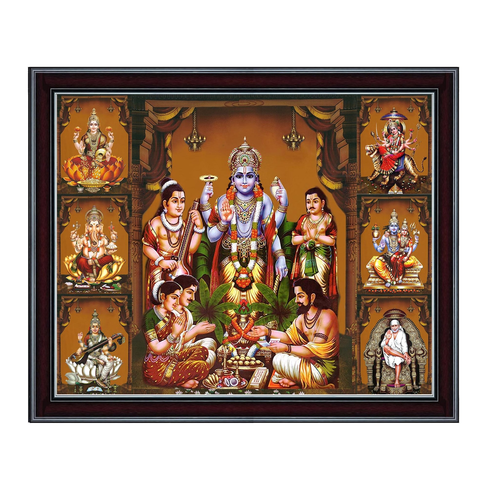 7-in-1 Hindu Gods & Goddesses Photo Frame: Puja Room Decor Delivered ...