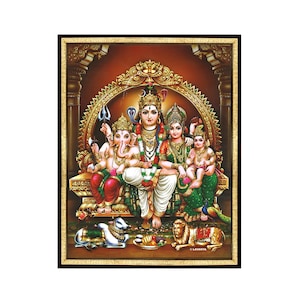 Bolenath Shiva Sankar with Family Photo Frame, Wall Decorative Gift for Housewarming To Friends & Family. Hindu Prayer Room