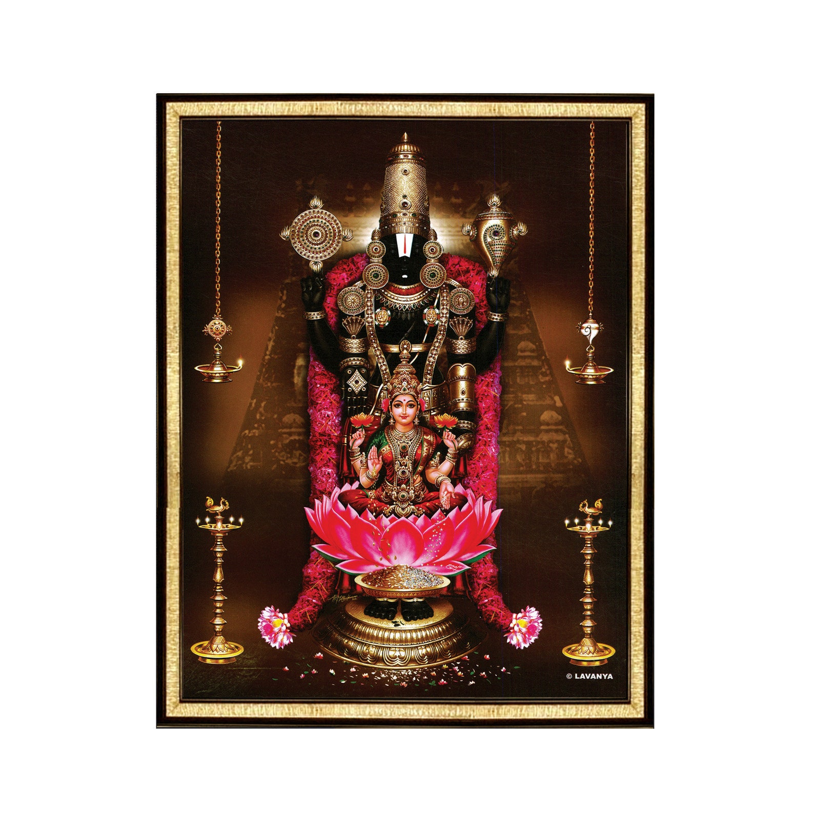 Venkateswara Swamy & Lakshmi Photo Frame: Hindu Art on Lotus Delivered ...