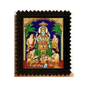Satyanarayana Swamy Photo Print With Teak Wood Frame
