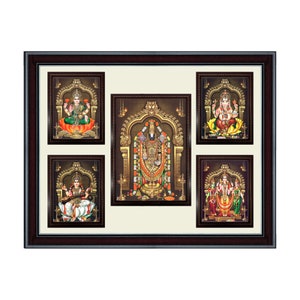21&quot;x17&quot; 5-in-1 Hindu Deities Photo Frame With Mount. Customization Accepted AS Required For Your Puja Room