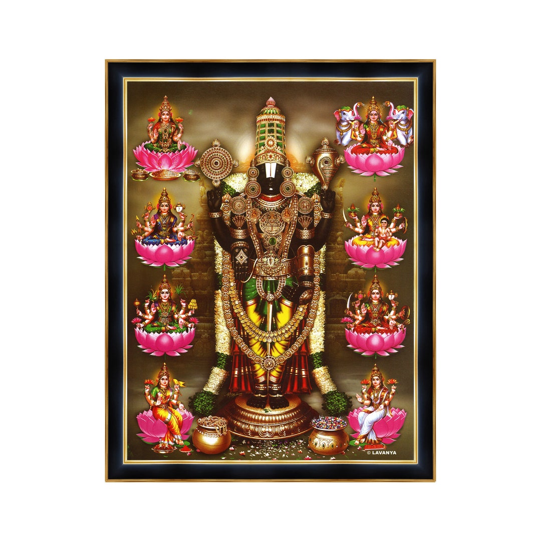 Venkateswara Swamy lord Perumal With Astalakshmi Photo Frame, Hindu God