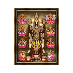 Venkateswara Swamy (Lord Perumal) With Astalakshmi Photo Frame, Hindu God Frames For New Home