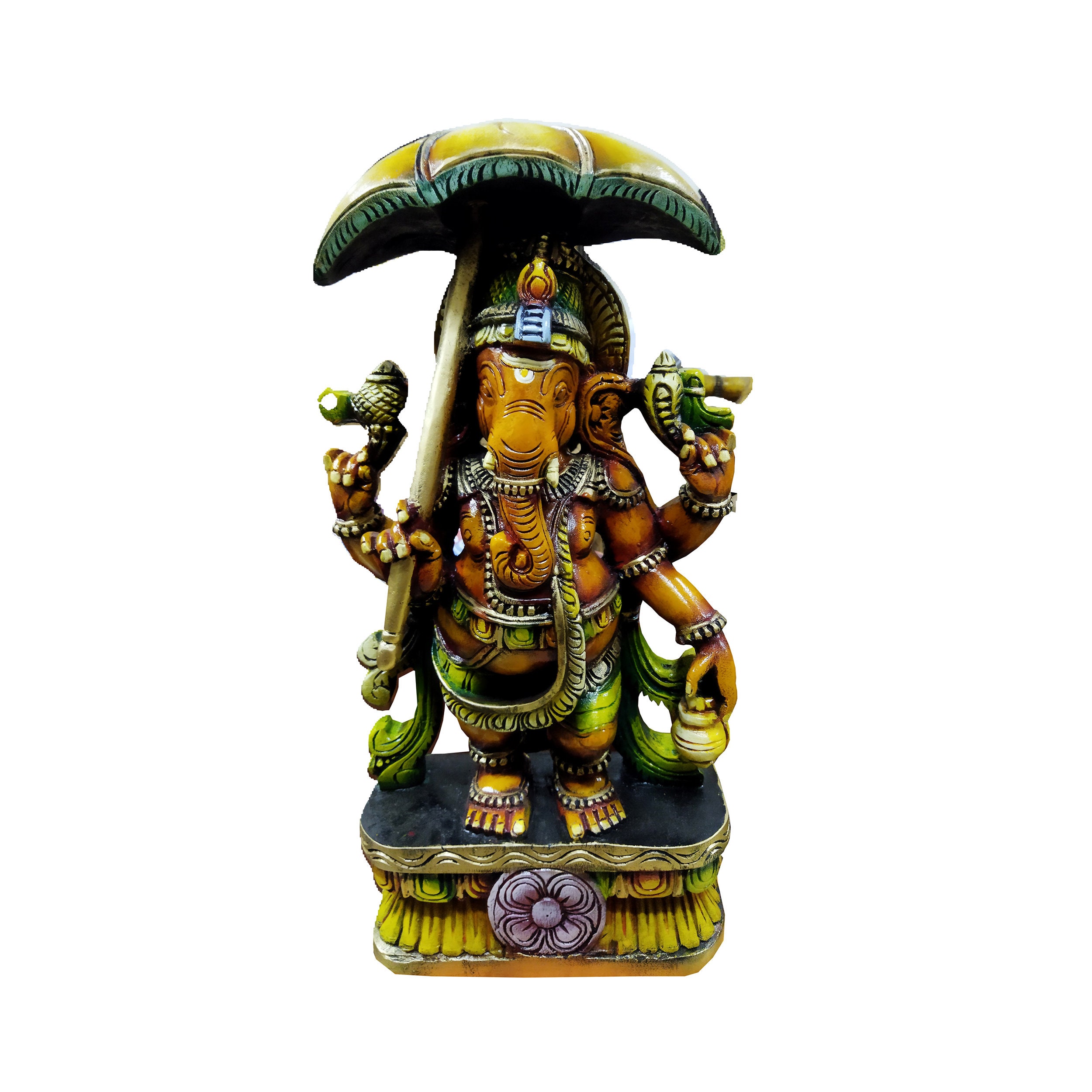 Handmade Ganesha Wooden Statue, Jackfruit Wood, Outdoor Home Decor