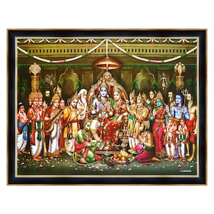 Sita Ramula Kalyanam Photo Frame, Ramdarbar Housewarming Wall Decor, Ramar Pattabhishekam