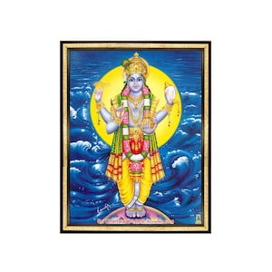 Lord Dhanvantari Photo Frame: Hindu God of Medicine Wall Art