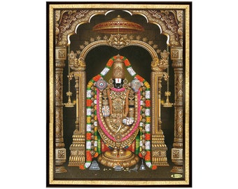 Art N Store Lord Narsingh Con Sheshnaag Poster Incorniciato, Religioso, Cornice Sintetica Marrone, 30x23,5 Cm