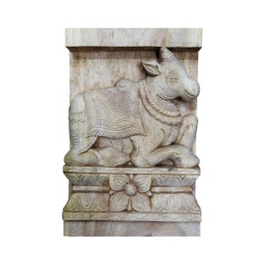 Nandi Wall Decor, Shiva&#39;s Chief Attendants, Depicted Sculpture As A Bull