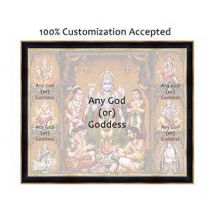 Multiple God Frame 7-in-1 Hindu Gods & Goddesses Photo Frame: Puja Room Decor Delivered ...